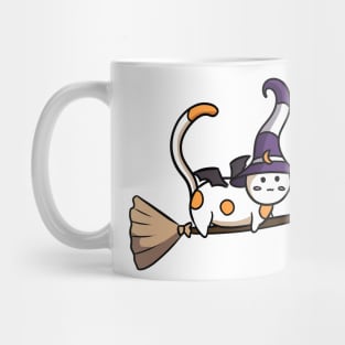 Cute witch cat flying on a broom Sticker Mug